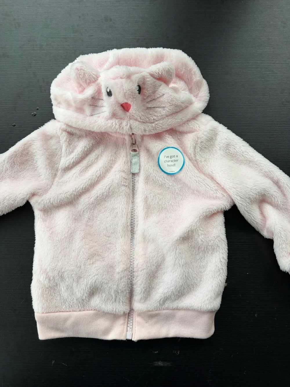Pink Fuzzy Hooded Jacket with Character Hood